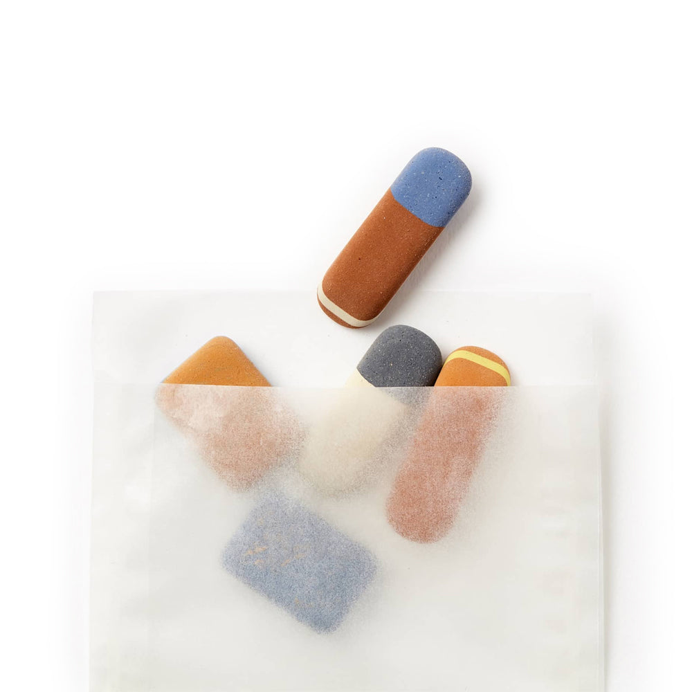 Set of 5 Pebble Erasers
