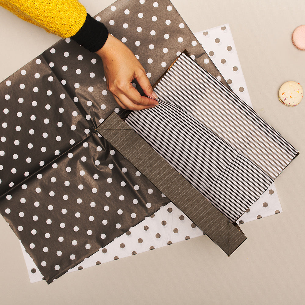 Black + White Polka Dot / Stripe Bulk Premiere Tissue Paper