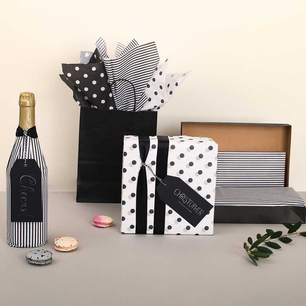 Black + White Polka Dot / Stripe Premiere Tissue Paper