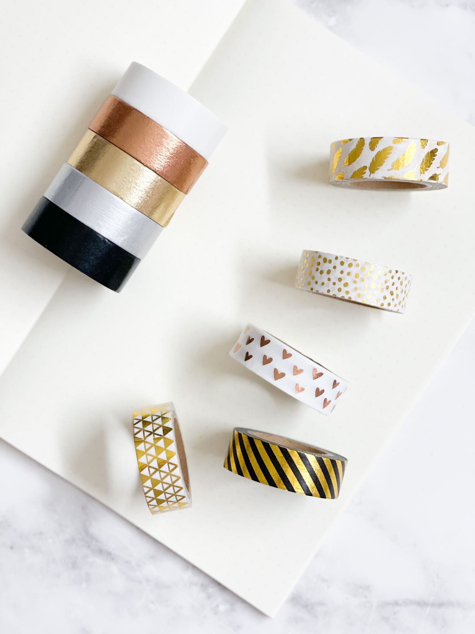 Japanese Washi Tape Set of 10 - Gold Foil Palette