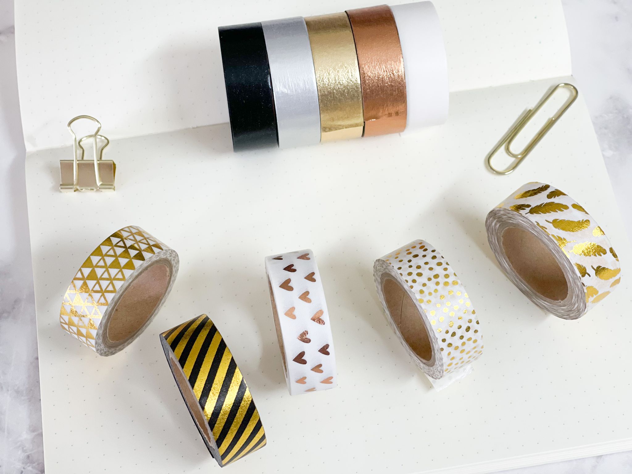 Japanese Washi Tape Set of 10 - Gold Foil Palette